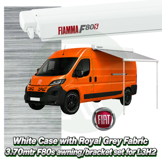 Fiamma F80s 3.70m White Awning Pack+Adapter for Citroen Relay L3H2 2006+