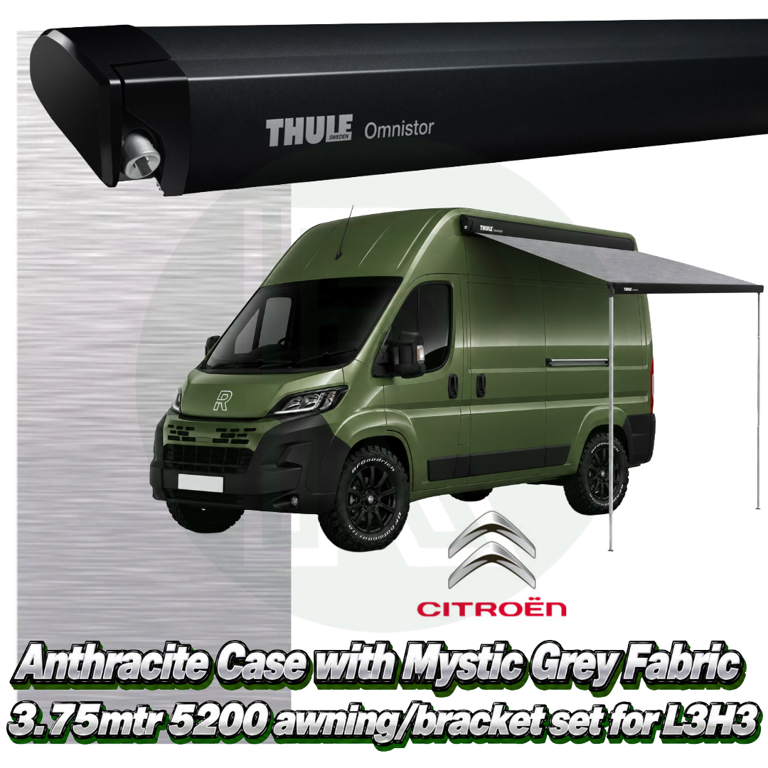 Thule Omnistor 5200 3.75m Black Awning Pack+Adapter for Citroen Relay L3H3 2006+