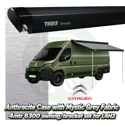 Thule Omnistor 6300 4.00m Black Awning Pack+Adapter for Citroen Relay L4H2 2006+