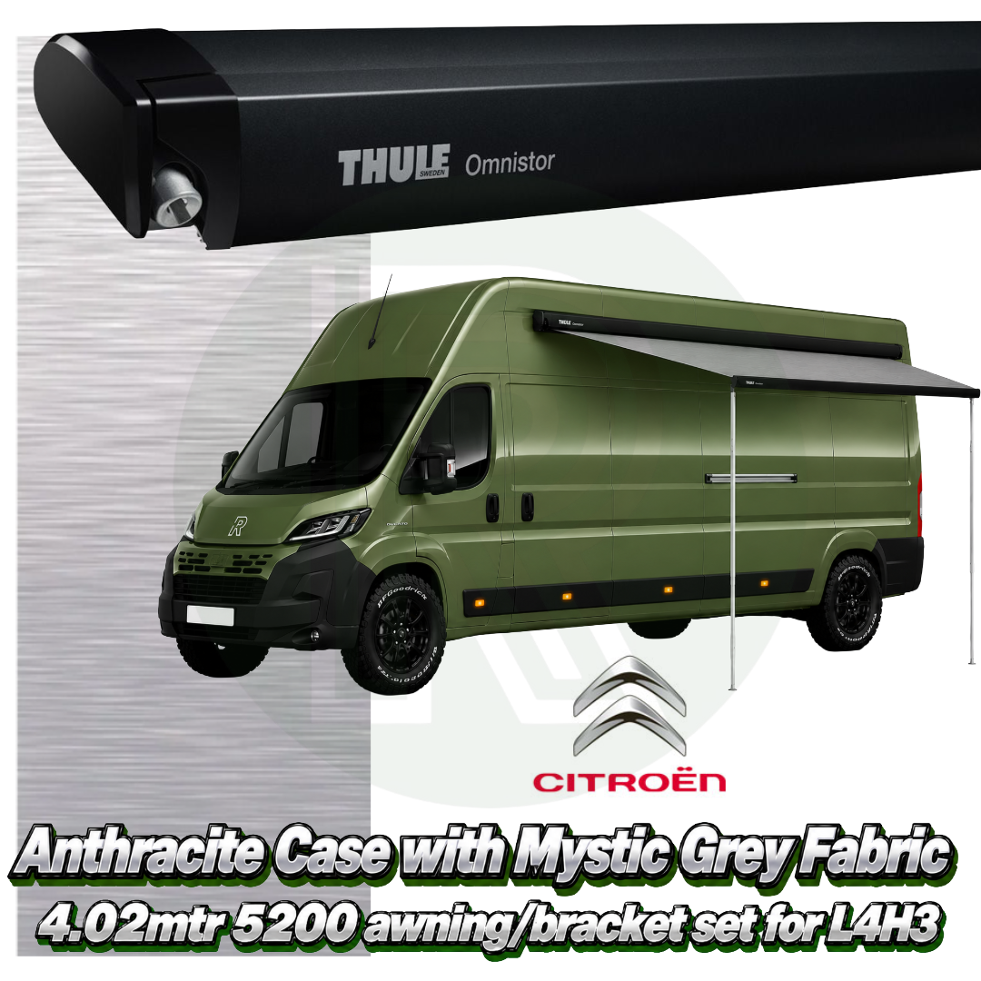 Thule Omnistor 5200 4.02m Black Awning Pack+Adapter for Citroen Relay L4H3 2006+