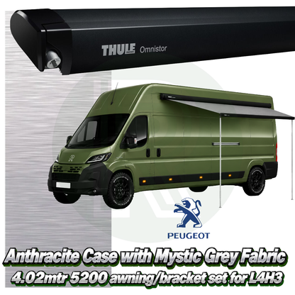 Thule Omnistor 5200 4.02m Black Awning Pack+Adapter for Peugeot Boxer L4H3 2006+