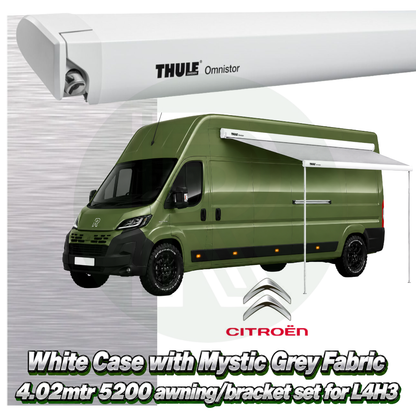 Thule Omnistor 5200 4.02m White Awning Pack+Adapter for Citroen Relay L4H3 2006+