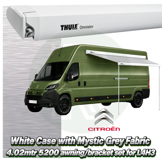 Thule Omnistor 5200 4.02m White Awning Pack+Adapter for Citroen Relay L4H3 2006+