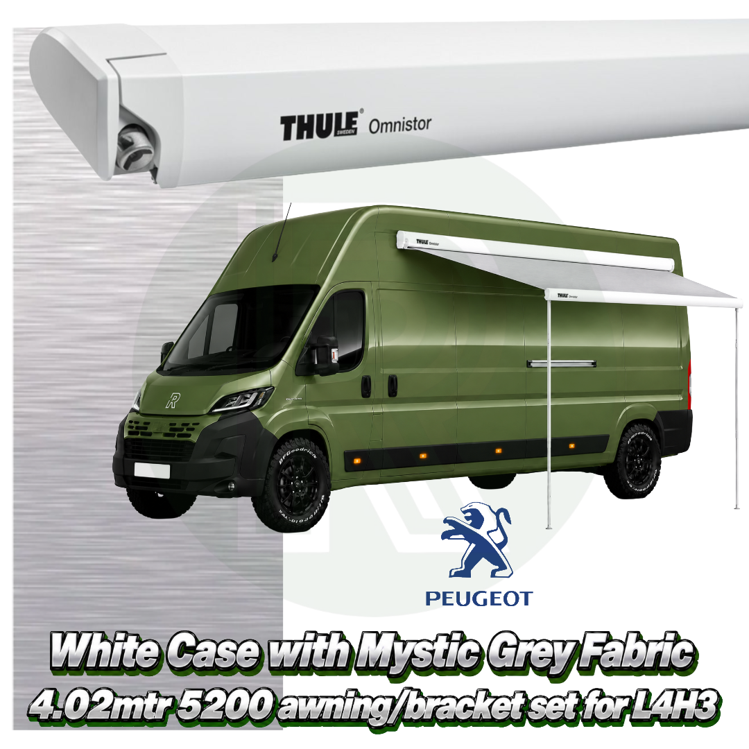 Thule Omnistor 5200 4.02m White Awning Pack+Adapter for Peugeot Boxer L4H3 2006+