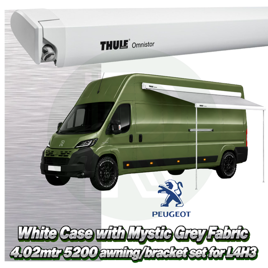 Thule Omnistor 5200 4.02m White Awning Pack+Adapter for Peugeot Boxer L4H3 2006+