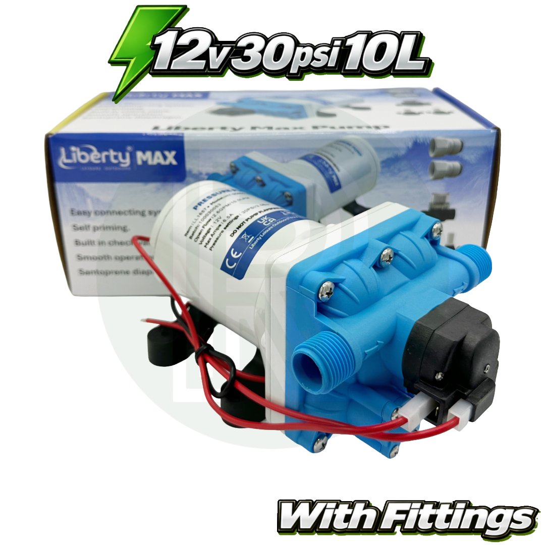 12V Water Pump 30PSI 10L Caravan Campervan Motorhome Filter + Fittings Kit