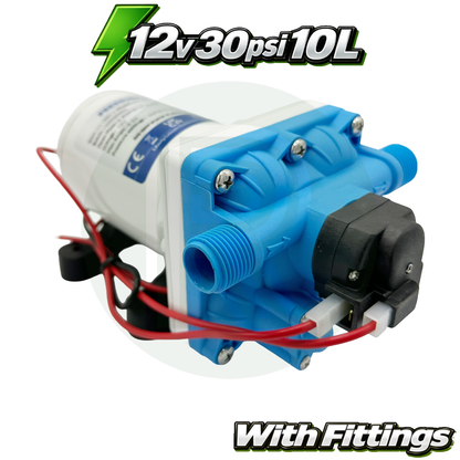 12V Water Pump 30PSI 10L Caravan Campervan Motorhome Filter + Fittings Kit