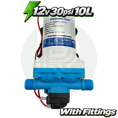 12V Water Pump 30PSI 10L Caravan Campervan Motorhome Filter + Fittings Kit