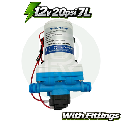 12V Water Pump 20PSI 7L Caravan Campervan Motorhome Filter + Fittings Kit
