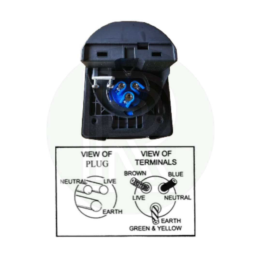 FAWO Grey 240v 16a Mains Inlet with Click Shut Flap