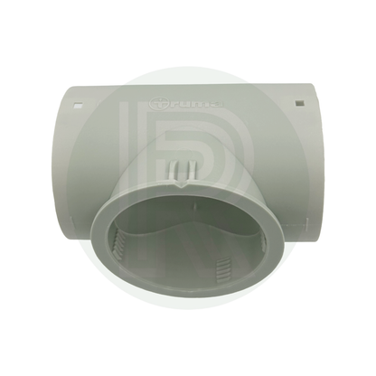 Truma outlet tee showing two ducting ends and vent connection
