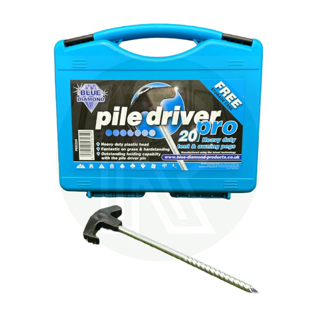 Blue Diamond Pile Drive Pro Pegs (Case Of 20) PEG224 Camping Tent Awning