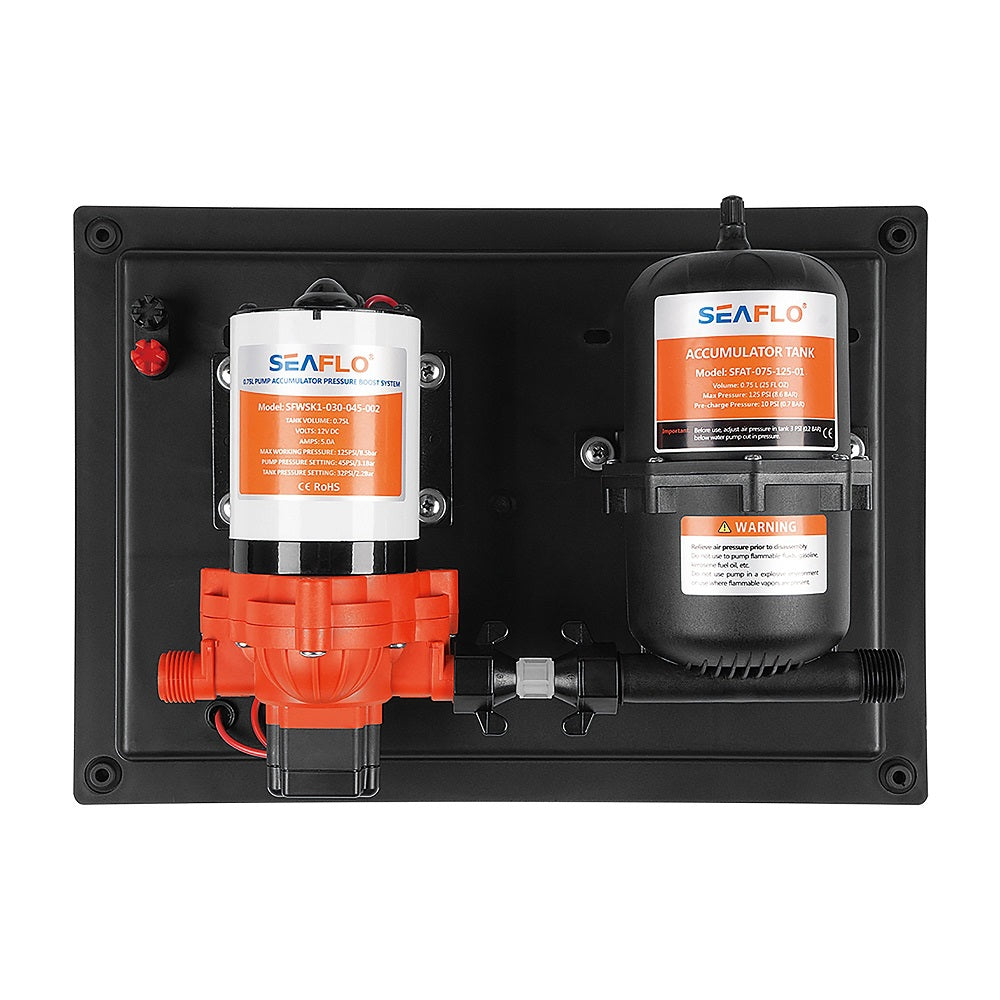 12v/45psi/11ltr Seaflo Series 33 Water Pump with Integrated 0.75ltr Accumulator Tank