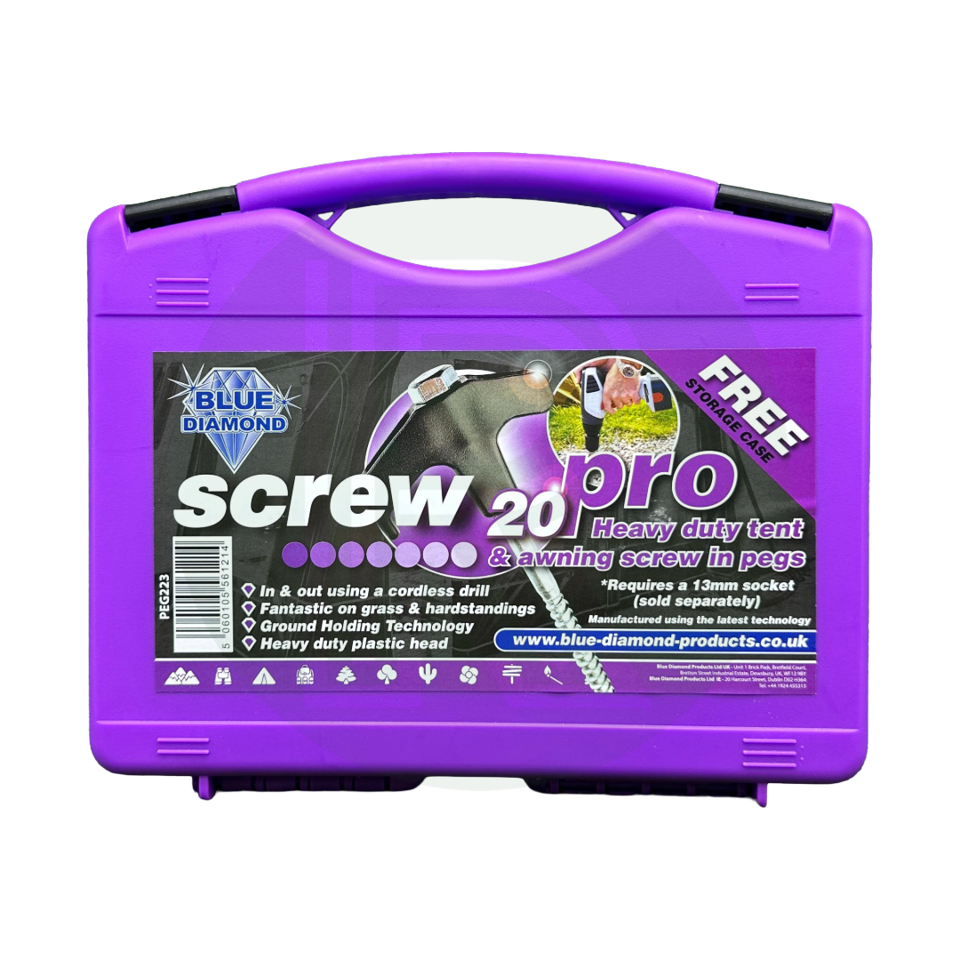 Blue Diamond Screw Pro Pegs (Case Of 20) PEG223 Camping Tent Awning