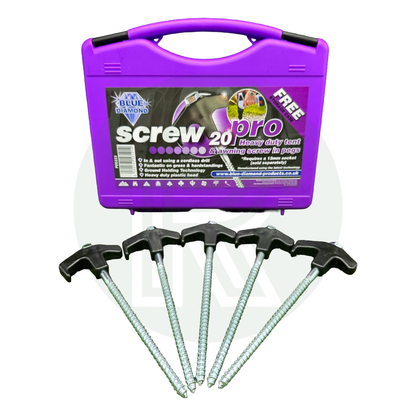Blue Diamond Screw Pro Pegs (Case Of 20) PEG223 Camping Tent Awning