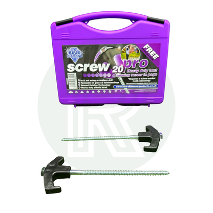Blue Diamond Screw Pro Pegs (Case Of 20) PEG223 Camping Tent Awning