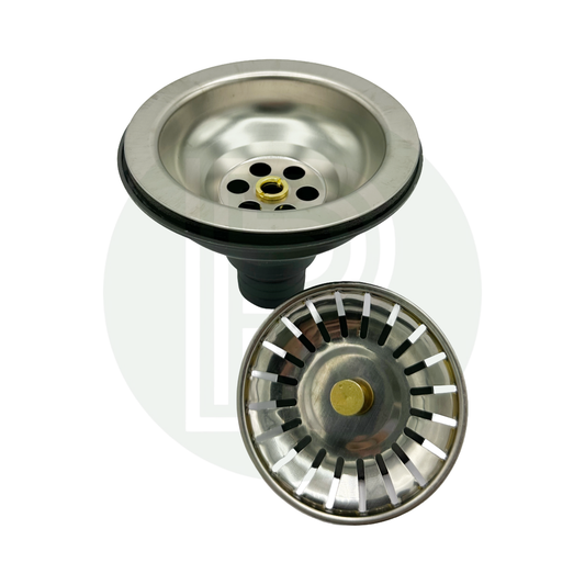 3½" (90mm) - 28mm ID Push Fit Grey Straight Sink Waste Fitting - With Strainer