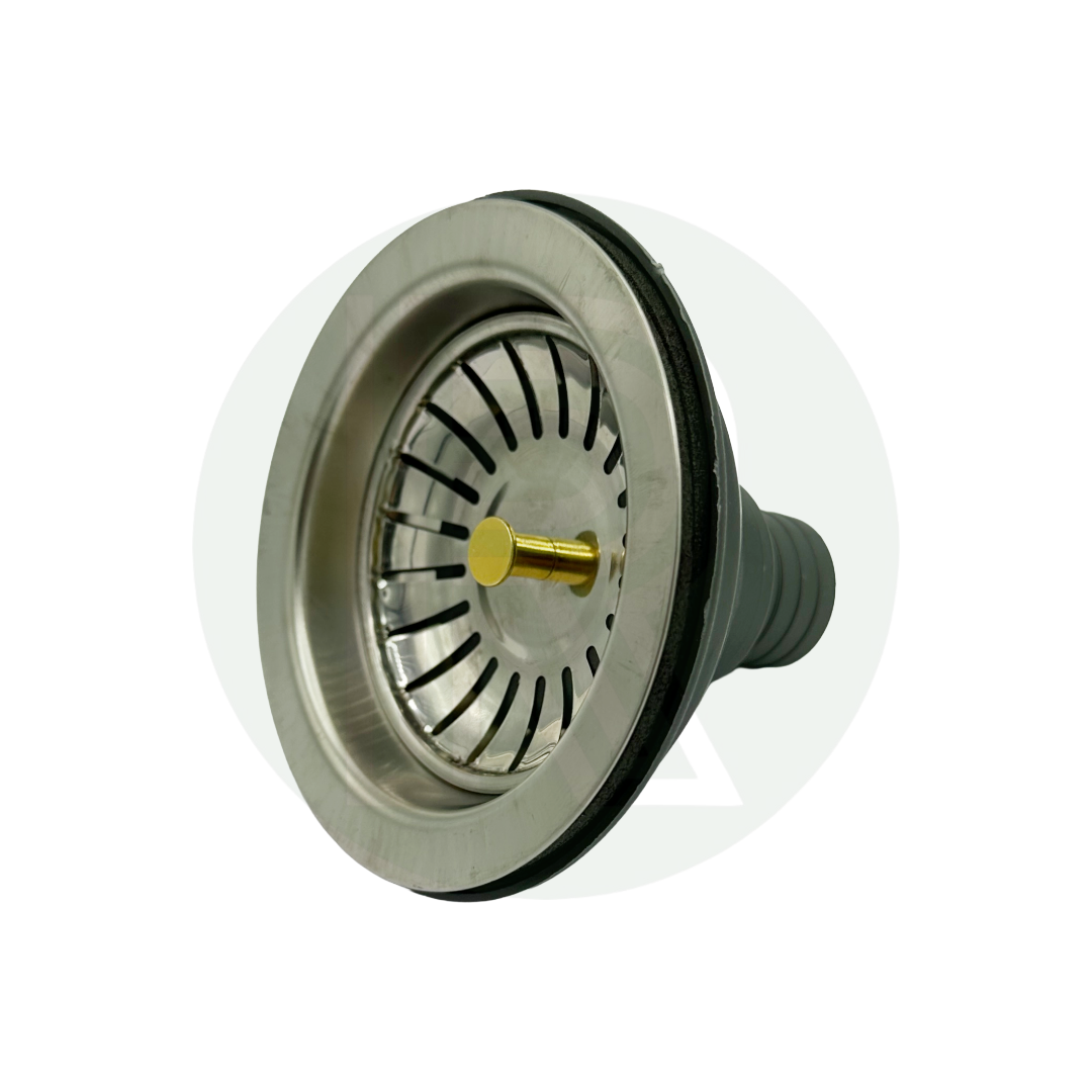 3½" (90mm) - 28mm ID Push Fit Grey Straight Sink Waste Fitting - With Strainer