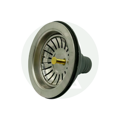 3½" (90mm) - 28mm ID Push Fit Grey Straight Sink Waste Fitting - With Strainer