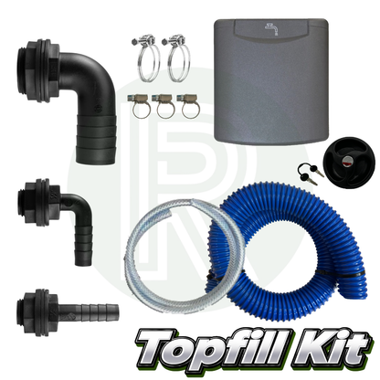 Topfill Water Tank Kit with Locking Water Filler Inlet, Hoses, Connectors and Hose Clamps for Campervan Water Systems