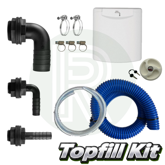 Topfill Water Tank Kit with Locking Water Filler Inlet, Hoses, Connectors and Hose Clamps for Campervan Water Systems