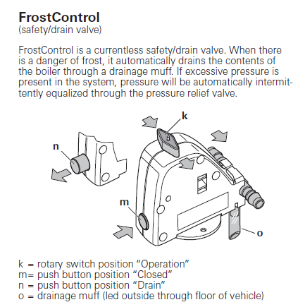 Truma Combi / Ultrastore Frost Safety Drain Valve - 12mm Pushfit