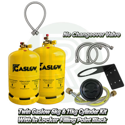 Twin Gaslow 6kg & 11kg Refillable Cylinder Kit with In Locker Filler