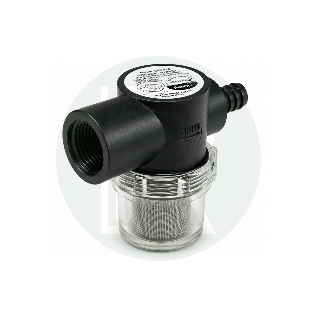 Shurflo/Fiamma/Seaflo pump filter/strainer 1/2"Barb Male Inlet - 1/2"BSP Female Outlet