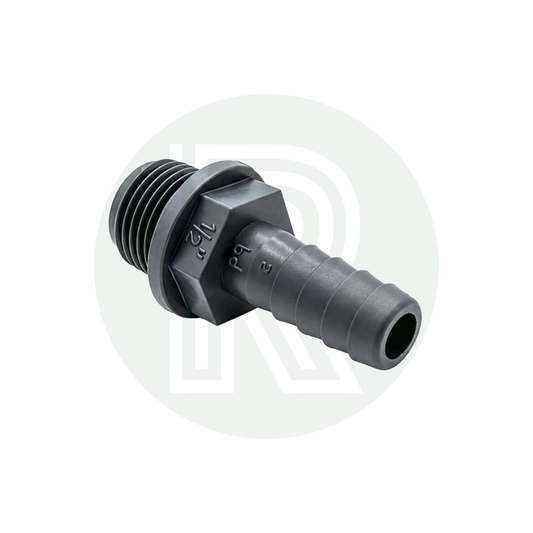 1/2" BSP Male to 1/2" (13mm) Male Grey Barbed Hosetail