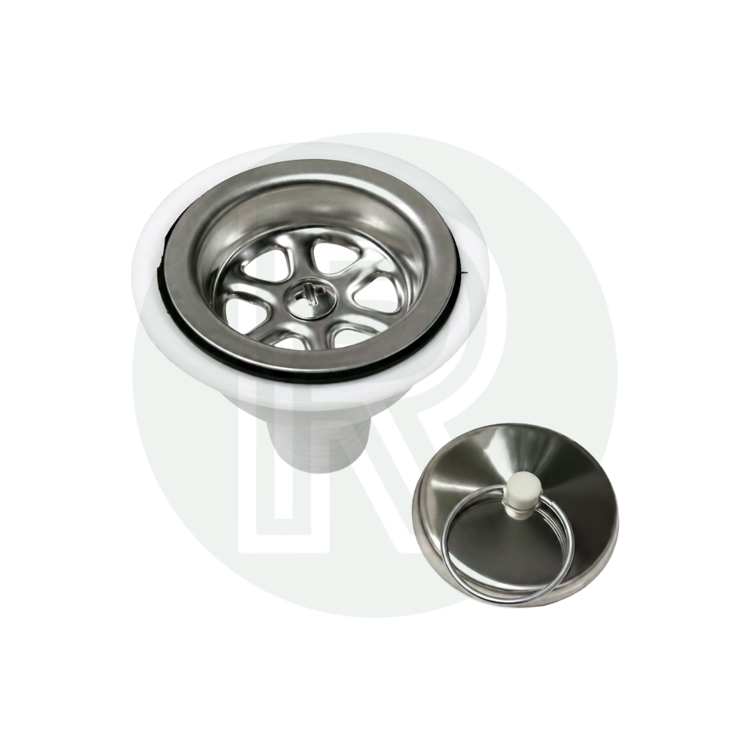 Dometic SMEV Sink Waste/Strainer & Plug-White-Straight-20mm Pipe