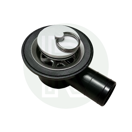 Reich Sink Waste/Strainer & Plug Black Angled - 39mm Hole with 25mm Outlet
