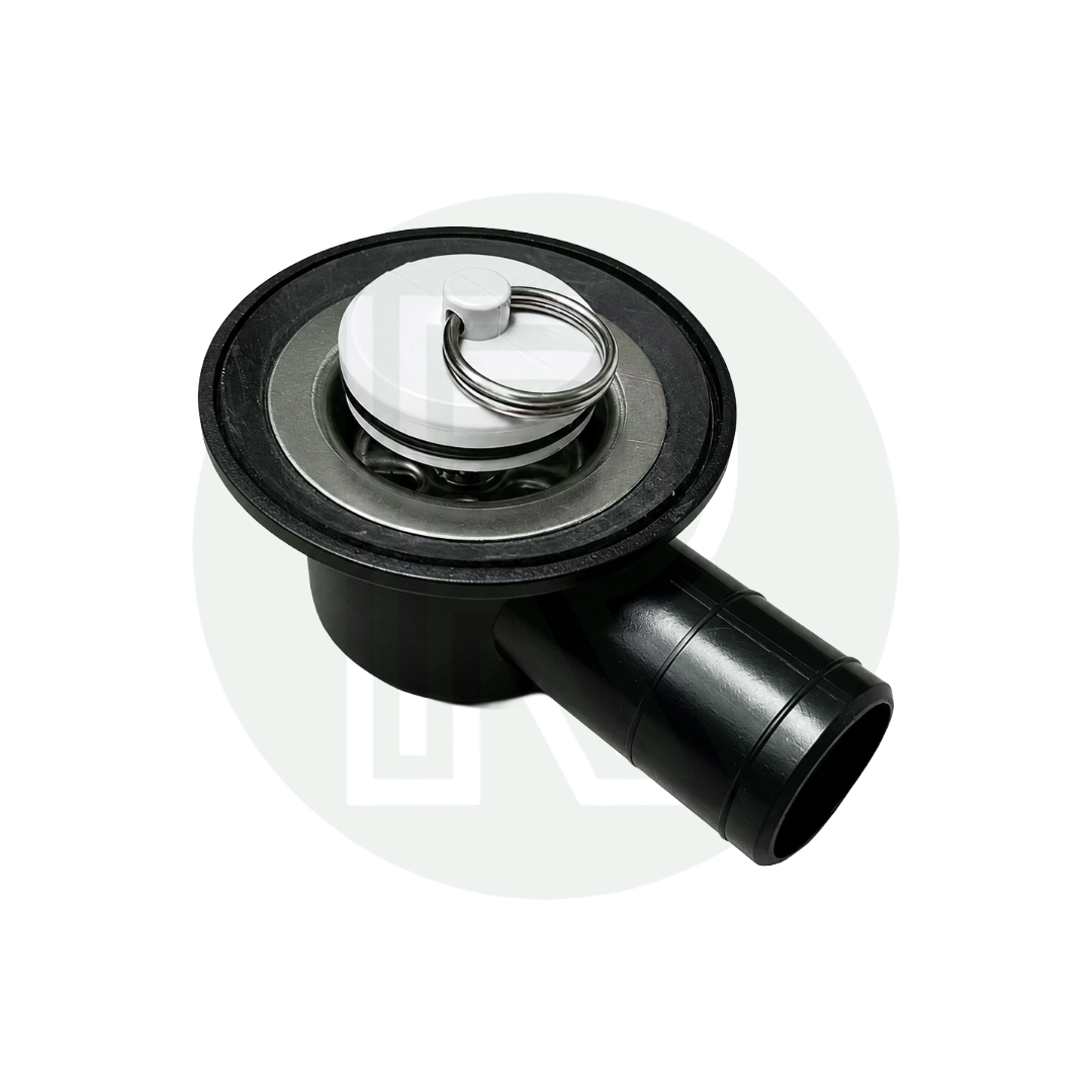 Reich Sink Waste/Strainer & Plug Black Angled - 33mm Hole with 25mm Outlet