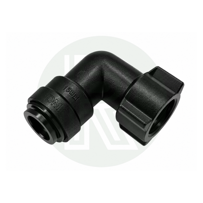 DMfit 15mm Push-fit Female Swivel Elbow to 1/2" BSPP Female Thread