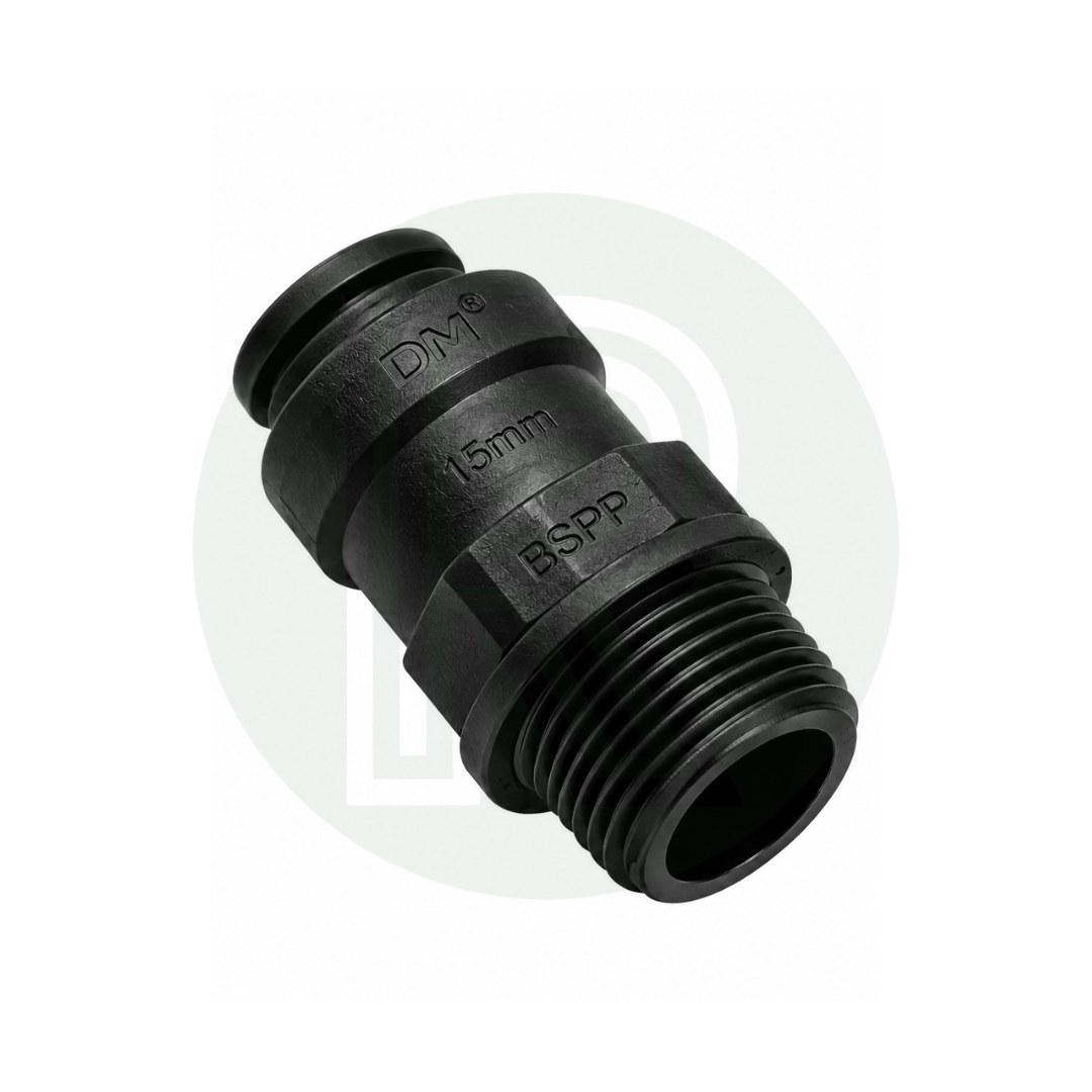DMfit 15mm Push-fit Female to 1/2" BSPP Male Thread