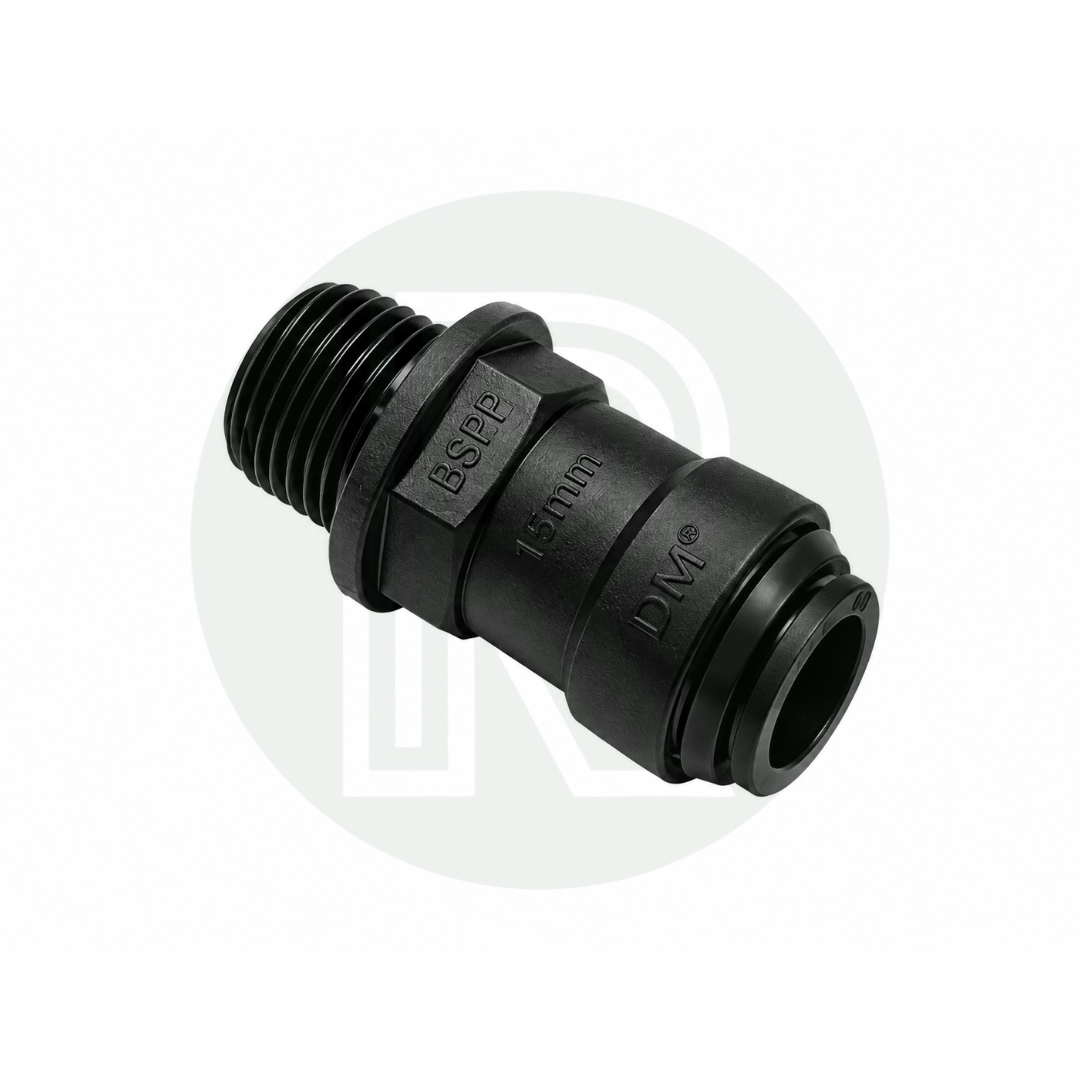 DMfit 15mm Push-fit Female to 1/2" BSPP Male Thread