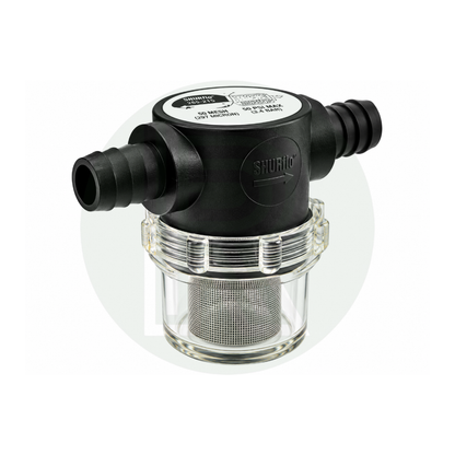 Shurflo/Fiamma/Seaflo pump filter/strainer 1/2" Barb Male Inlet-1/2" Barb Male Outlet