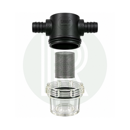 Shurflo/Fiamma/Seaflo pump filter/strainer 1/2" Barb Male Inlet-1/2" Barb Male Outlet