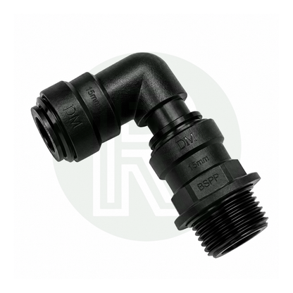 DMfit 15mm Push-fit Female Swivel Elbow to 3/4" BSPP Male Thread