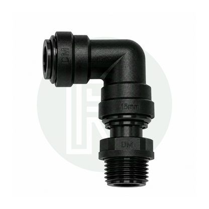 DMfit 15mm Push-fit Female Swivel Elbow to 1/2" BSPP Male Thread