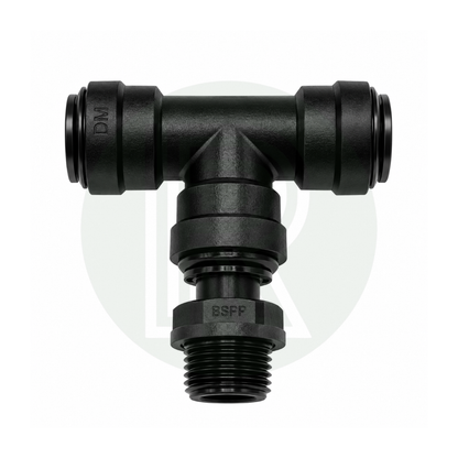 DMfit 15mm Push-fit Female Swivel Tee to 1/2" BSPP Male Thread