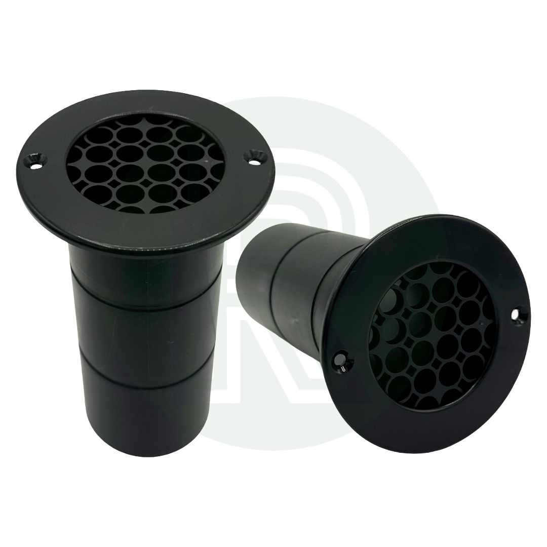 2 x Black Gas Drop Out Round Floor Vent 75mm x 120mm