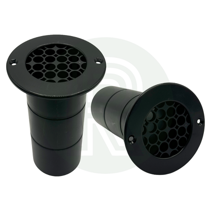 2 x Black Gas Drop Out Round Floor Vent 75mm x 120mm