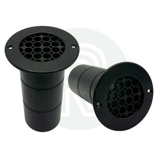 2 x Black Gas Drop Out Round Floor Vent 75mm x 120mm