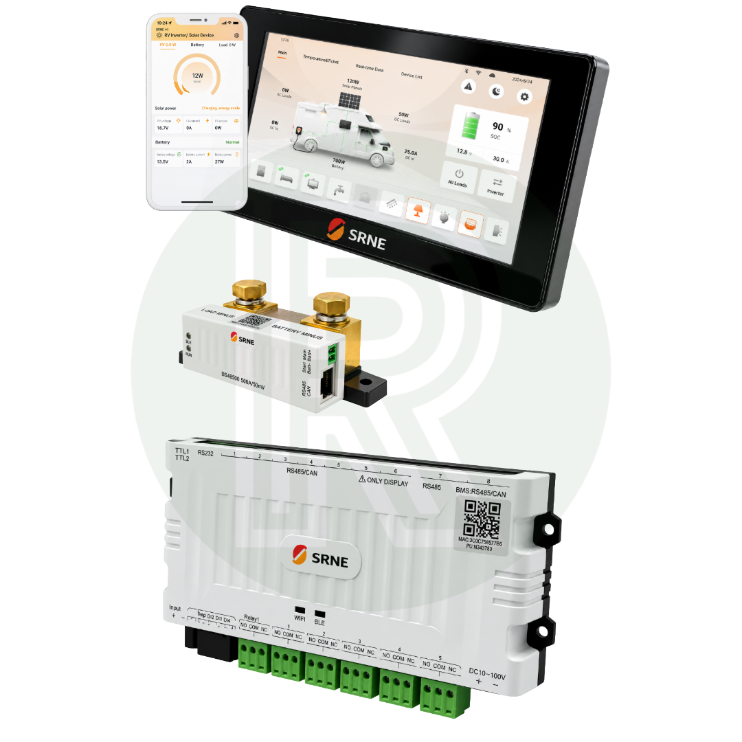SRNE Starter Kit – 7" Touchscreen, Data Management, Smart Battery Shunt