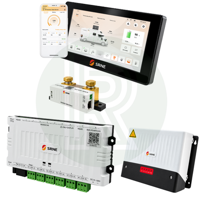 SRNE Complete 12V Power Management Kit – 7" Touchscreen, Data Management, AC DC MPPT Chargers, Smart Battery Shunt