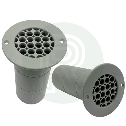 2 x Grey Gas Drop Out Round Floor Vent 75mm x 120mm