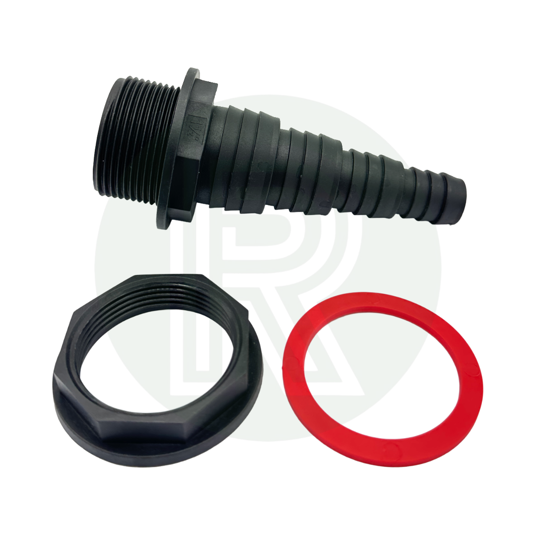 1 1/2 inch BSP stepped hose tail tank connector with nut and washer for water tank