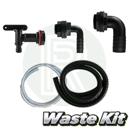 Waste Tank Plumbing Kit with Drain Valve, Hose Connectors and Flexible Waste Pipe for Campervan Water Systems