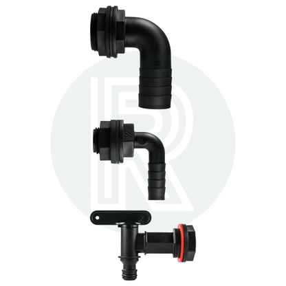 Waste Tank Fittings Kit with Elbow Connectors and Drain Tap for Campervan Grey Water Tank Installation