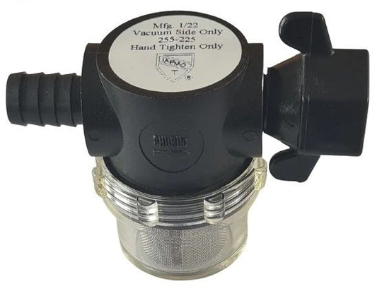 Shurflo/Fiamma/Seaflo pump filter/strainer 1/2" Barb Male Inlet-1/2" BSP Swivel Outlet